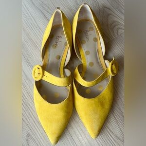 Boden Evie Suede Women's Pointed Flats/Shoes SZ 42 US 11 Yellow Buckle